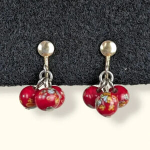 Vintage Millefiori Glass Bead Earrings